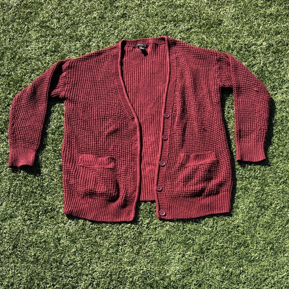 Forever 21 Burgundy Knit Cardigan